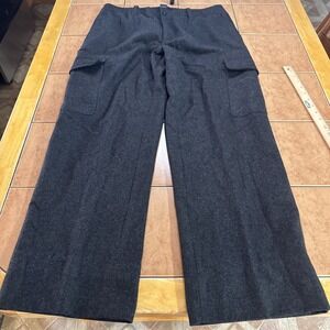 VINTAGE Gap Pants Mens 33 x 30 Gray Cargo Baggy Wide Leg Y2K Wool Blend Military